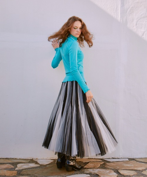 manana suerte（マニャーナスエルテ）の「シアーハイネックトップス（Tシャツ/カットソー・レディース・グリーン/ピンク/ブラック/アイボリー/ボルドー/イエロー/ターコイズブルー・FREE）」の16枚目の写真