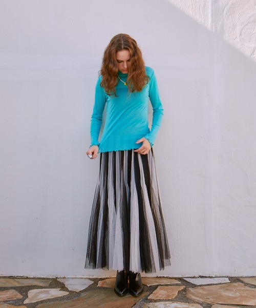 manana suerte（マニャーナスエルテ）の「シアーハイネックトップス（Tシャツ/カットソー・レディース・グリーン/ピンク/ブラック/アイボリー/ボルドー/イエロー/ターコイズブルー・FREE）」の17枚目の写真