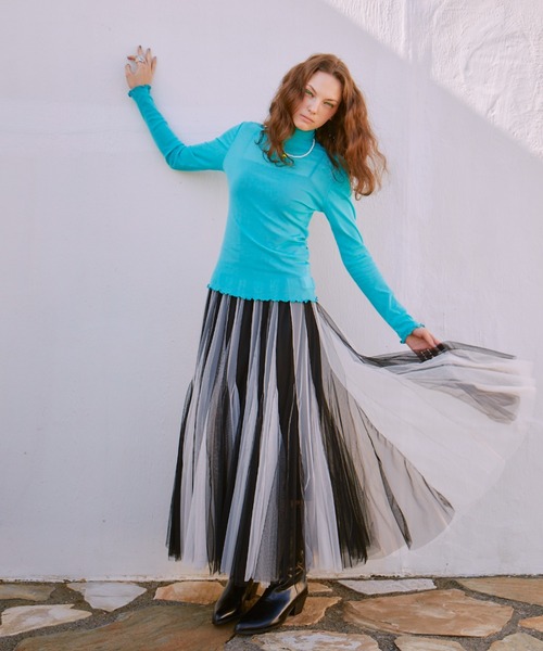 manana suerte（マニャーナスエルテ）の「シアーハイネックトップス（Tシャツ/カットソー・レディース・グリーン/ピンク/ブラック/アイボリー/ボルドー/イエロー/ターコイズブルー・FREE）」の18枚目の写真