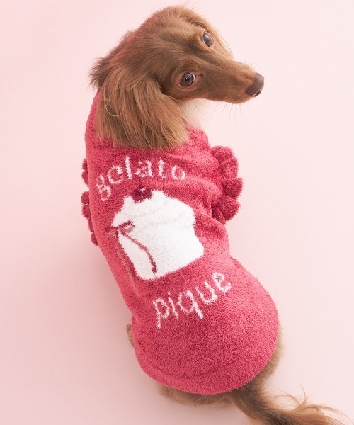 gelato pique（ジェラートピケ）の「【CAT&DOG】オータムケーキジャガードプルオーバー（ペットウェア・レディース・レッド/ピンク/クリーム・S/M/L）」の3枚目の写真