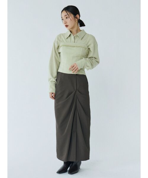 LAGUNAMOON（ラグナムーン）の「ツイードフリンジキャミソール（キャミソール・レディース・ブラック/ミント/ブラウン・FREE）」の6枚目の写真