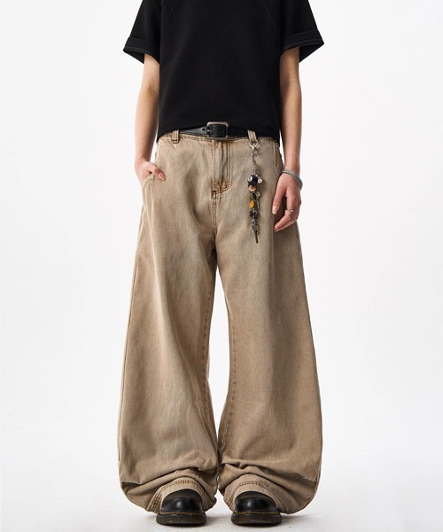 Ressaca(レサーカ)の「ウォッシュ加工ワイドデニムパンツ(デニムパンツ・メンズ・ブルー/ブラウン・XL/L/M)」の1枚目の写真