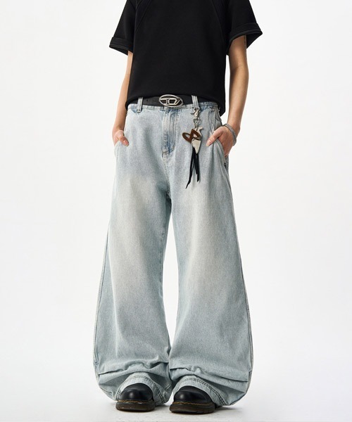 Ressaca(レサーカ)の「ウォッシュ加工ワイドデニムパンツ(デニムパンツ・メンズ・ブルー/ブラウン・XL/L/M)」の12枚目の写真