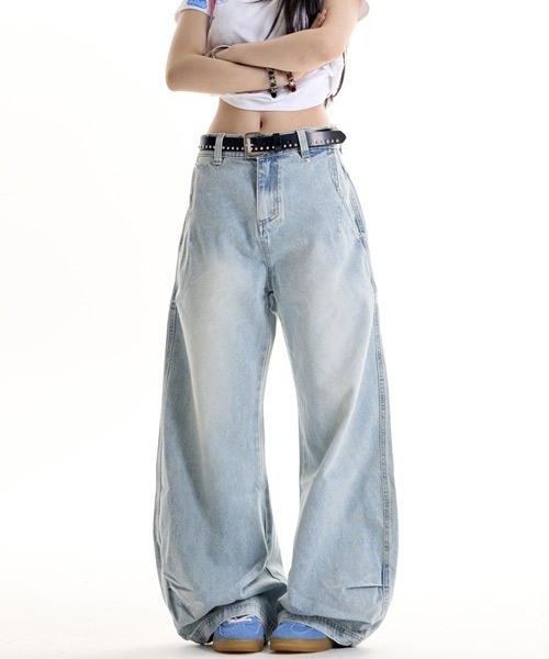 Ressaca(レサーカ)の「ウォッシュ加工ワイドデニムパンツ(デニムパンツ・メンズ・ブルー/ブラウン・XL/L/M)」の3枚目の写真