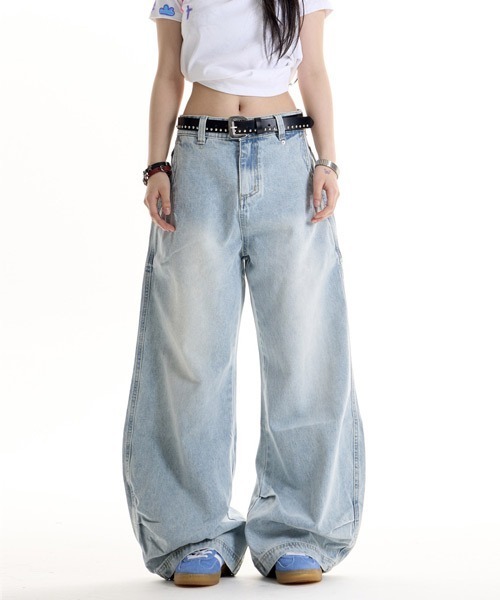 Ressaca(レサーカ)の「ウォッシュ加工ワイドデニムパンツ(デニムパンツ・メンズ・ブルー/ブラウン・XL/L/M)」の4枚目の写真