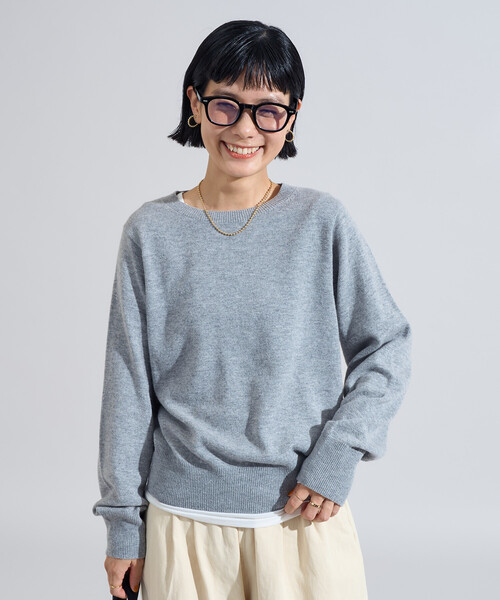 セール】マシーンウォッシャブル ウールブレンド クルーネックニット