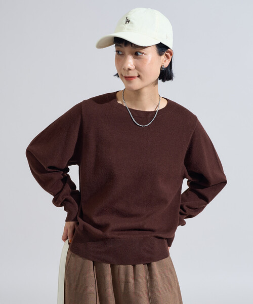 セール】マシーンウォッシャブル ウールブレンド クルーネックニット