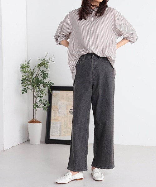 GALLORIA（ギャローリア）の「ゆるストライプシャツ（シャツ/ブラウス・レディース・ブラウン/ネイビー・LL/L/M/S）」の5枚目の写真