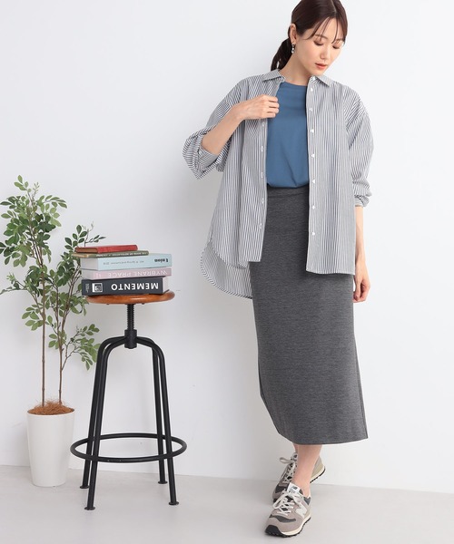 GALLORIA（ギャローリア）の「ゆるストライプシャツ（シャツ/ブラウス・レディース・ブラウン/ネイビー・LL/L/M/S）」の7枚目の写真