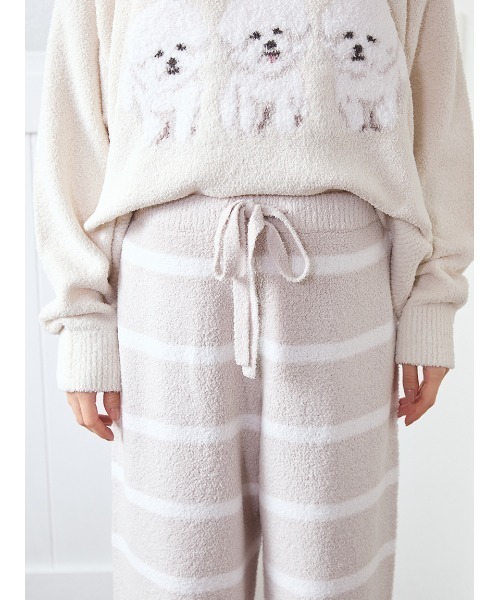 モチーフジャガードボーダーロングパンツ（ルームウェア/パジャマ