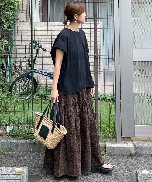 CORNERS by KR（コーナーズバイケーアール）の「【CORNERS by KR】レオパードティアードスカート（スカート・レディース・ブラウン・FREE）」の4枚目の写真