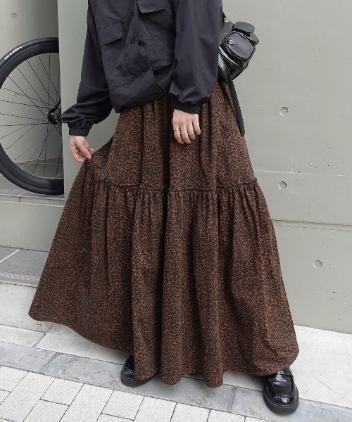 CORNERS by KR（コーナーズバイケーアール）の「【CORNERS by KR】レオパードティアードスカート（スカート・レディース・ブラウン・FREE）」の6枚目の写真