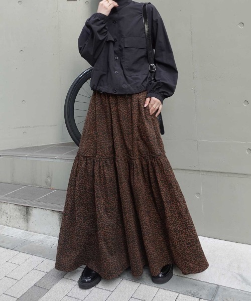 CORNERS by KR（コーナーズバイケーアール）の「【CORNERS by KR】レオパードティアードスカート（スカート・レディース・ブラウン・FREE）」の9枚目の写真