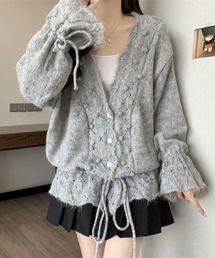 gossip！ロサンゼルス | ドロストアクセント かぎ編みエアリーゆったりカジュアルニットカーディガン(ニット/セーター)