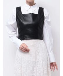 MERCURYDUO（マーキュリーデュオ）の「フェイクレザーコルッセットビスチェ（シャツ/ブラウス・レディース）」