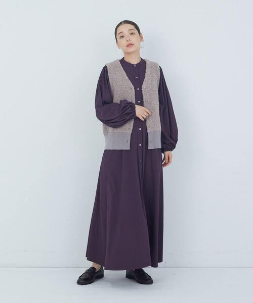 ADIEU TRISTESSE（アデュートリステス）の「レーヨンナイロンワンピース（ワンピース・レディース・チャコールグレー/パープル・38）」の6枚目の写真