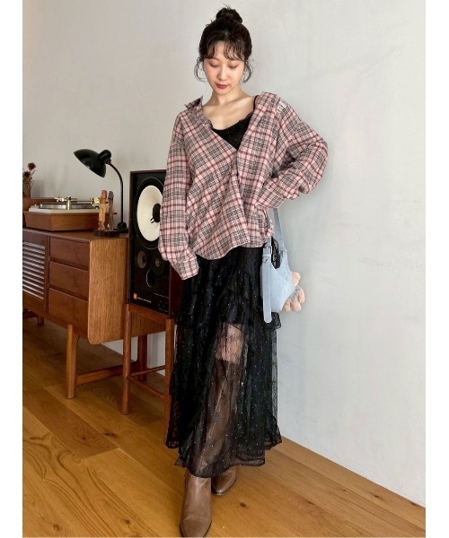 美品　アナスイ×リリーブラウン　オーバーネルチェックシャツ　サイズフリー LILY BROWN ×ANNA SUI】オーバーネルチェックシャツ | リリーブラウン