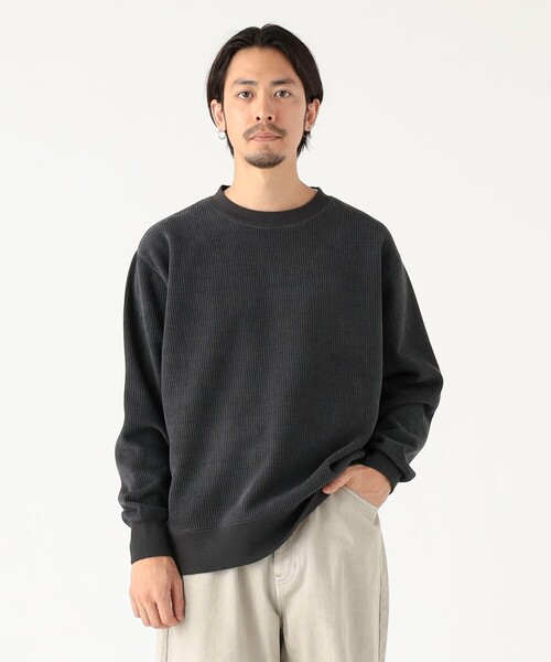 B:MING by BEAMS（ビーミングバイビームス）の「ワッフル フリース クルーネック スウェット（スウェット・メンズ・オリーブ/チャコールグレー・XL/L/M/S）」の2枚目の写真
