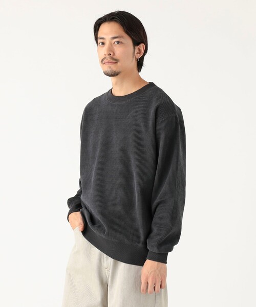 B:MING by BEAMS（ビーミングバイビームス）の「ワッフル フリース クルーネック スウェット（スウェット・メンズ・オリーブ/チャコールグレー・XL/L/M/S）」の4枚目の写真