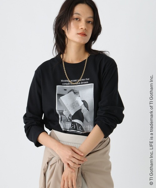 Elura(エルーラ)の「LIFE PCプリントロンTEE/498587(Tシャツ/カットソー・レディース・ホワイト/ブラック/ホワイト系その他6・FREE)」の1枚目の写真