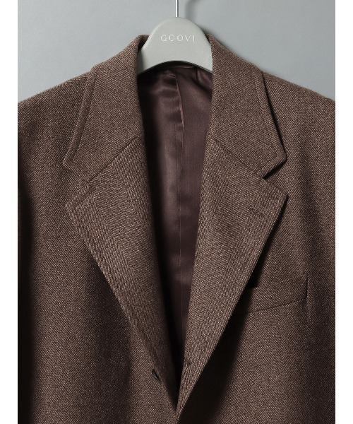 GOOVI シングルチェスターコート ウールカシミヤ ソフトツイード