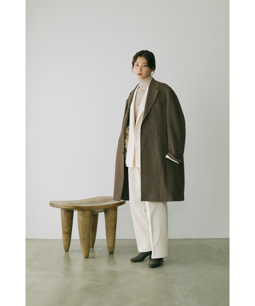 グービ ウールカシミヤソフトツイードシングルチェスターコート サイズ1 新品 GOOVI シングルチェスターコート ウールカシミヤ ソフトツイード