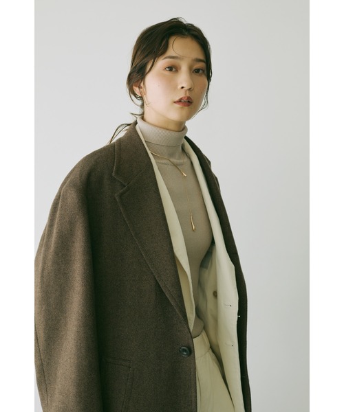 GOOVI シングルチェスターコート ウールカシミヤ ソフトツイード