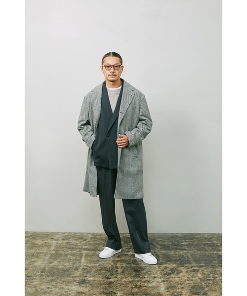 GOOVI シングルチェスターコート ウールカシミヤ ソフトツイード