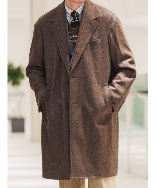 グービ ウールカシミヤソフトツイードシングルチェスターコート サイズ1 新品 GOOVI シングルチェスターコート ウールカシミヤ ソフトツイード