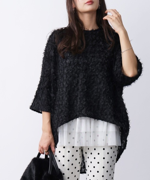 PICCIN（ピッチン）の「フェザープルオーバー（Tシャツ/カットソー・レディース・オフホワイト/ブラック・M）」の2枚目の写真