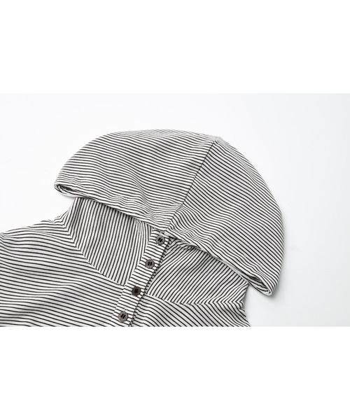 tageechita（タジチタ）の「【tageechita】フーディーデザイン ボーダーカットソー（Tシャツ/カットソー・レディース・ネイビー×ホワイト/ホワイト×ブラウン・S/M/L）」の5枚目の写真