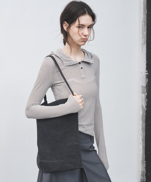 tageechita（タジチタ）の「【tageechita】フーディーデザイン ボーダーカットソー（Tシャツ/カットソー・レディース・ネイビー×ホワイト/ホワイト×ブラウン・S/M/L）」の14枚目の写真