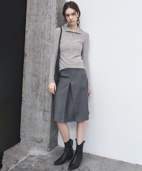 tageechita（タジチタ）の「【tageechita】フーディーデザイン ボーダーカットソー（Tシャツ/カットソー・レディース・ネイビー×ホワイト/ホワイト×ブラウン・S/M/L）」の18枚目の写真
