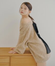 2wayバックオープンベロアリボンルーズニット