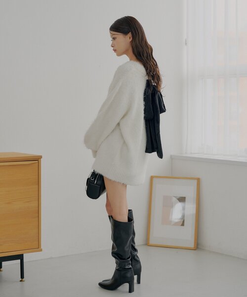 2wayバックオープンベロアリボンルーズニット（ニット/セーター