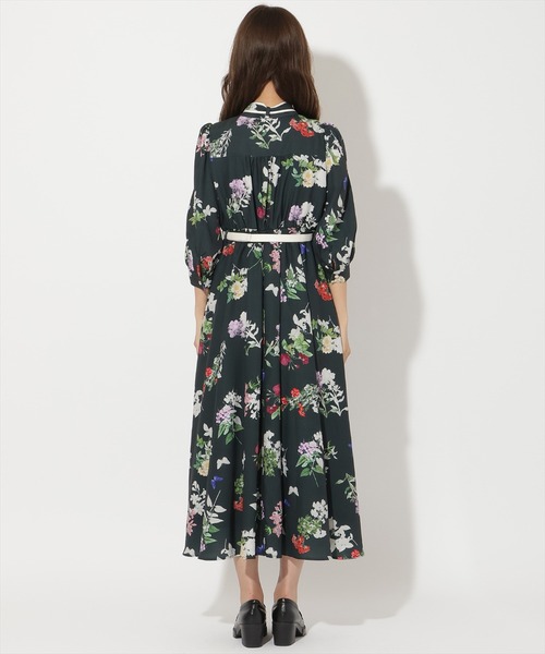 セール】クラシックフラワープリント7分袖ワンピース（ワンピース