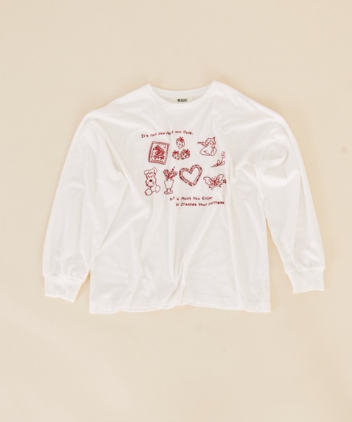 MERLOT（メルロー）の「レタリング刺繍ロンT（Tシャツ/カットソー・レディース・ホワイト/ライトグレー・FREE）」の18枚目の写真