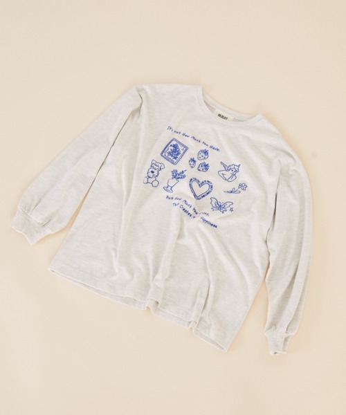 MERLOT（メルロー）の「レタリング刺繍ロンT（Tシャツ/カットソー・レディース・ホワイト/ライトグレー・FREE）」の21枚目の写真
