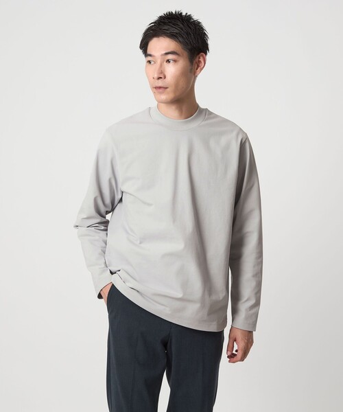 WEB限定】JUST fit クリーン カノコ モックネック 長袖 Tシャツ -抗菌