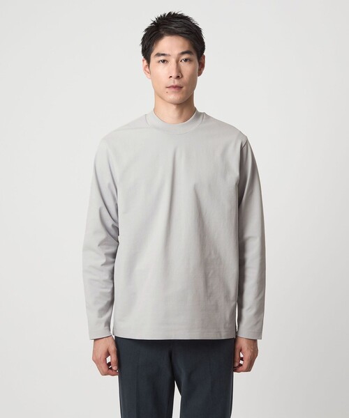 WEB限定】JUST fit クリーン カノコ モックネック 長袖 Tシャツ -抗菌