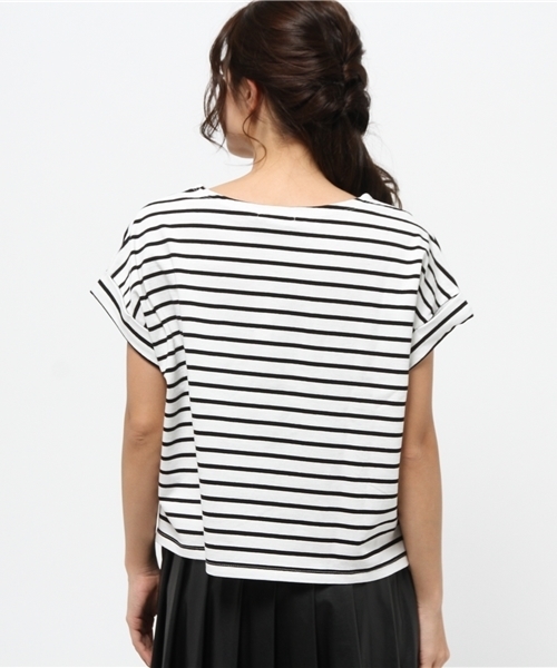 OUTLET(アウトレット)の「【Discoat】21/2空紡糸ボーダーショート丈(Tシャツ/カットソー・レディース・グレー系その他/ホワイト×ブラック・MEDIUM/LARGE)」の8枚目の写真