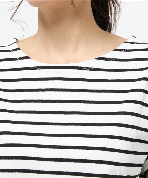 OUTLET(アウトレット)の「【Discoat】21/2空紡糸ボーダーショート丈(Tシャツ/カットソー・レディース・グレー系その他/ホワイト×ブラック・MEDIUM/LARGE)」の9枚目の写真