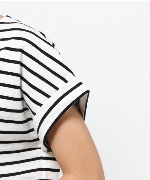 OUTLET(アウトレット)の「【Discoat】21/2空紡糸ボーダーショート丈(Tシャツ/カットソー・レディース・グレー系その他/ホワイト×ブラック・MEDIUM/LARGE)」の3枚目の写真