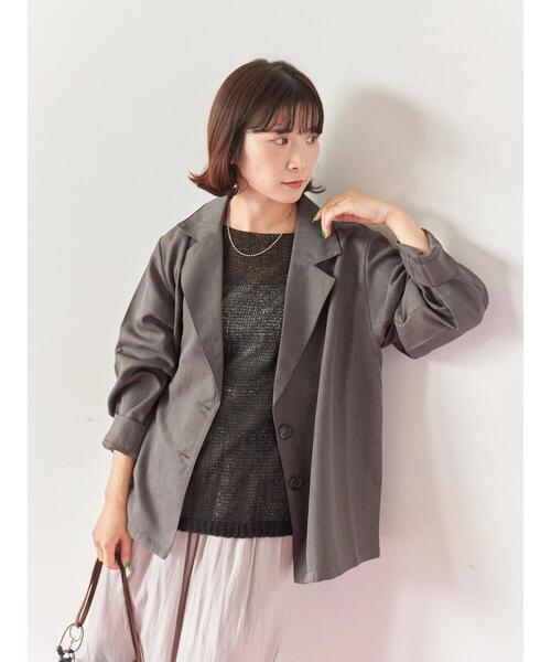 Samansa Mos2 blue（サマンサモスモスブルー）の「テーラードシャツジャケット（シャツ/ブラウス・レディース・チャコールグレー/ブラウン/モカ・F）」の2枚目の写真