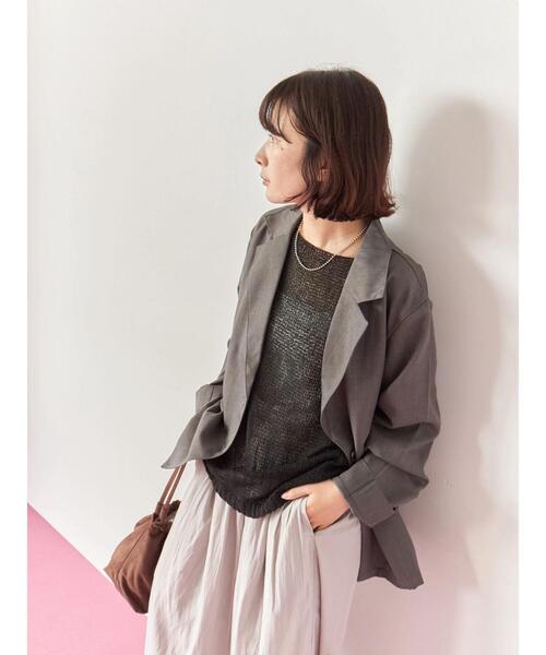 Samansa Mos2 blue（サマンサモスモスブルー）の「テーラードシャツジャケット（シャツ/ブラウス・レディース・チャコールグレー/ブラウン/モカ・F）」の4枚目の写真