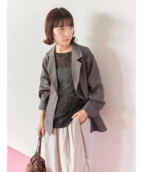 Samansa Mos2 blue（サマンサモスモスブルー）の「テーラードシャツジャケット（シャツ/ブラウス・レディース・チャコールグレー/ブラウン/モカ・F）」の5枚目の写真