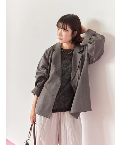 Samansa Mos2 blue（サマンサモスモスブルー）の「テーラードシャツジャケット（シャツ/ブラウス・レディース・チャコールグレー/ブラウン/モカ・F）」の6枚目の写真