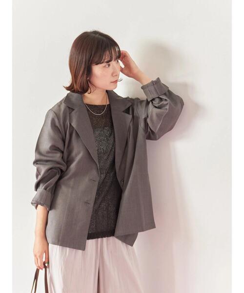 Samansa Mos2 blue（サマンサモスモスブルー）の「テーラードシャツジャケット（シャツ/ブラウス・レディース・チャコールグレー/ブラウン/モカ・F）」の7枚目の写真