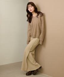 wool cashmere hoodie knit pullover /ウールカシミヤフード付きニットプルオーバー