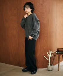 wool cashmere hoodie knit pullover /ウールカシミヤフード付きニットプルオーバー